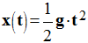 x = 1/2 g . t