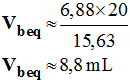V beq = 8,8 mL
