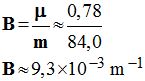 B = 9,3 E-3 / m