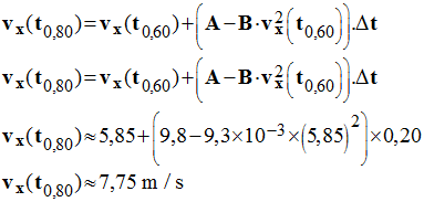 v x (t0,80) = 7,75 m / s