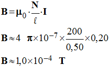 B = 1,0 E-4 T