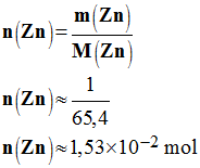 n (Zn = 1,53 E-2 mol