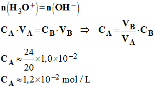 C A = 1,2 E-2 mol / L