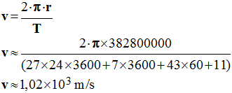 v = 1,02 E3 m / s