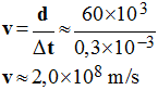 v = 2,0 E8 m / s