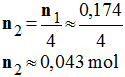 n2 = 0,043 mol